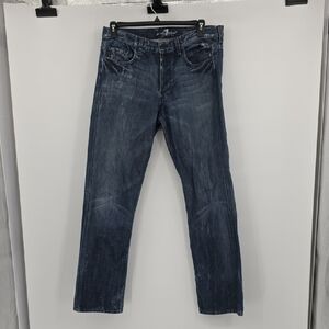 7 For All Mankind Slouchy Blue Straight Jeans Mens Size 33×33